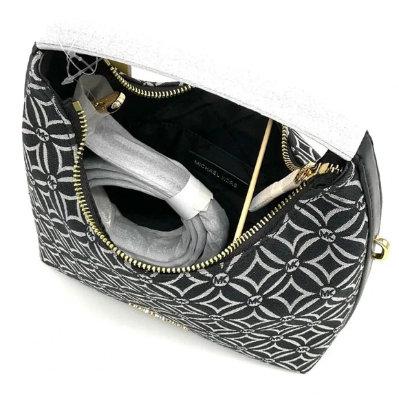 Michael Kors Ember Small Logo Jacquard Messenger Bag Black - Picture 10 of 11